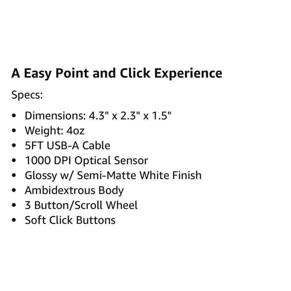 Macally USB Mouse Wired MAC Or Pc 3 Buttons Scroll Wheel MKMOUSE 1000 DPI Sensor - Picture 9 of 10